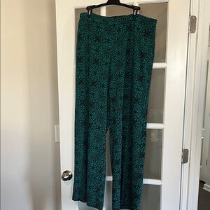 New York & Company Teal Patterned Wide Leg Pants